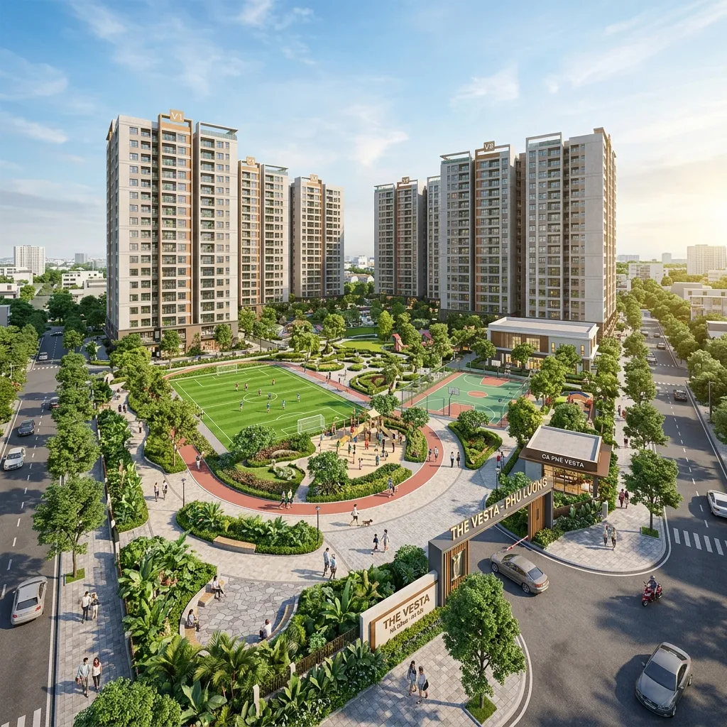Phối cảnh tổng thể 8 tòa chung cư The Vesta - Tâm điểm an cư tại Phú Lãm